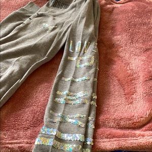 Victoria’s Secret—PINK grey ONESIE perfect for NYE and Christmas!!!!